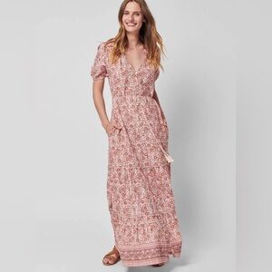 Faherty Orinda Earth Block Floral Print Maxi Dress